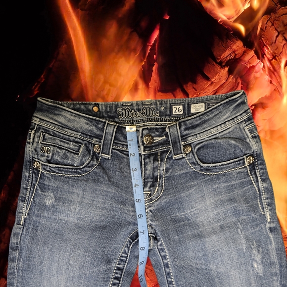 Miss Me Blue Boot Cut Jeans with Rhinestone Fleur-de-Lis - Picture 7 of 7